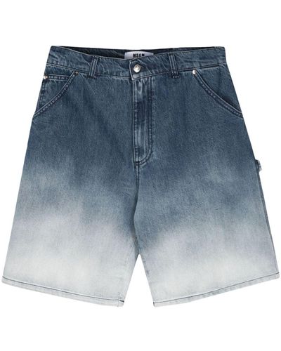 MSGM Ombré Effect Denim Shorts - Blue