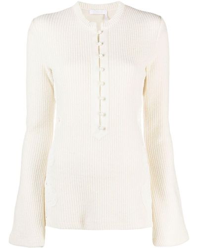 Chloé Embroidered Wool Sweater - White