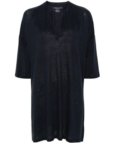 Majestic Linen Blend Tunic Dress - Black