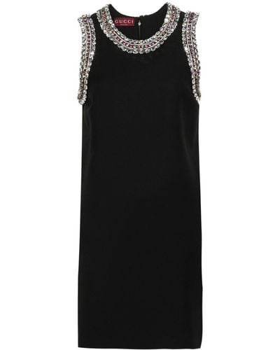 Gucci Crystal-embellished Mini Dress - Black