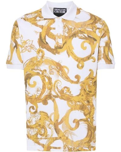 Versace Watercolour Couture Polo Shirt - Metallic