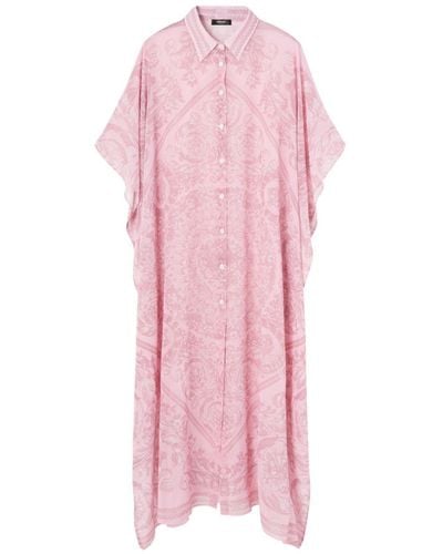 Versace Barocco Print Chiffon Swim Robe - Pink