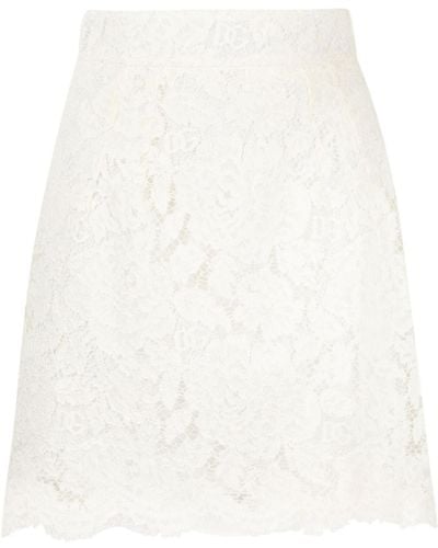 Dolce & Gabbana Floral-lace Miniskirt - White