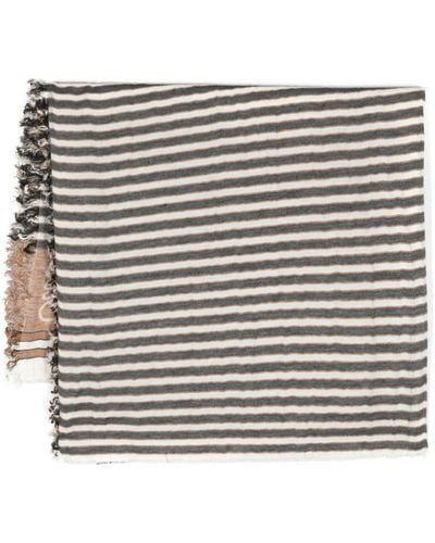 Loewe-Paulas Ibiza Striped Linen And Cotton Blend Scarf - Gray