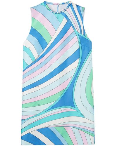 Emilio Pucci Printed Silk Short Dress - Blue