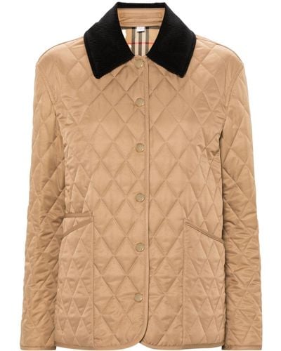 Burberry Corduroy-collar Quilted Jacket - Brown