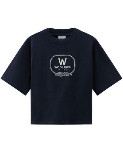 Woolrich Logo Cotton T-shirt - Blue