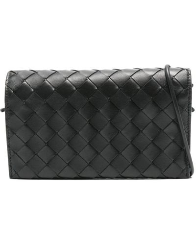Bottega Veneta Leather Wallet On Chain - Black
