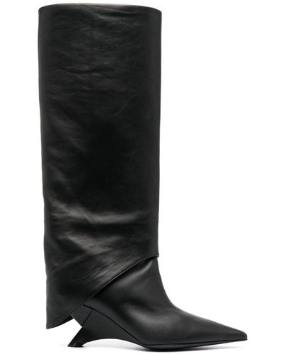 Vic Matié 80mm Pointed-toe Leather Knee Boots - Black