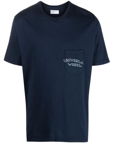 Universal Works Graphic-print Short-sleeved Organic Cotton T-shirt - Blue