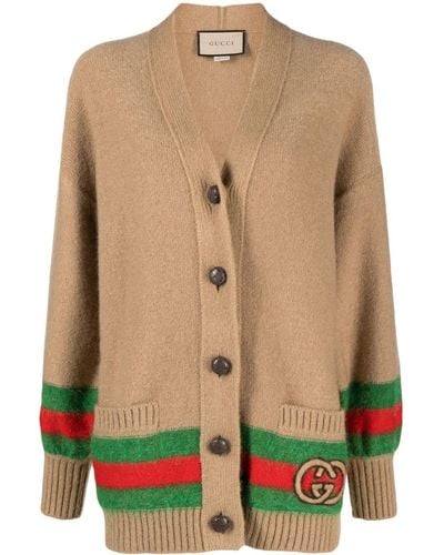 Gucci Web Detail Wool Cardigan - Green