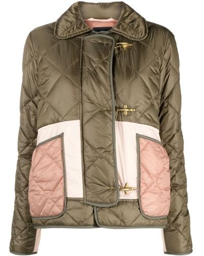 Fay Panelled Padded Jacket - Green