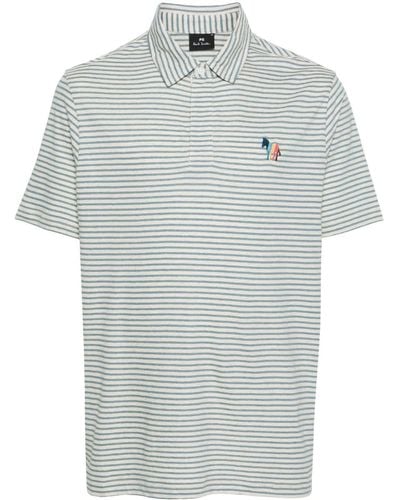 Paul Smith Logo Striped Polo Shirt - Blue