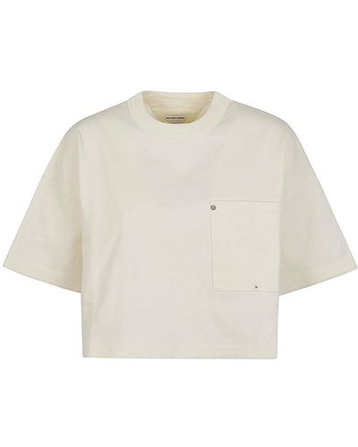 Bottega Veneta T-shirt Cropped In Cotone - Bianco