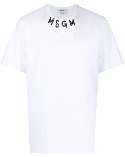 MSGM Logo-Print Cotton T-Shirt - White