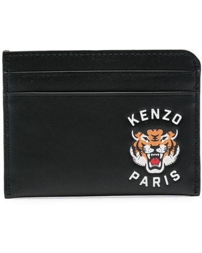 KENZO Logo-debossed Leather Wallet - Black