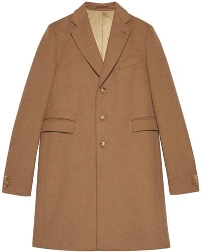 Gucci Wool Single-breasted Coat - Brown