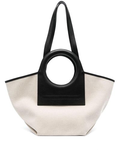 Hereu Cala Small Leather-trimmed Canvas Tote Bag - Black