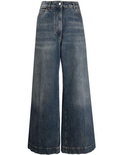 Etro Jeans A Gamba Larga In Cotone - Blu