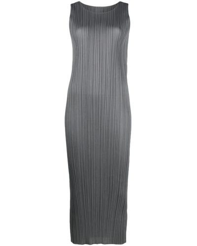 NWOT PLEATS PLEASE ISSEY MIYAKE Short Sleeve Pleated Gray Dress Size 3/M