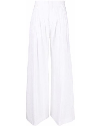 Chloé Pleated Wide-leg Linen Pants - White