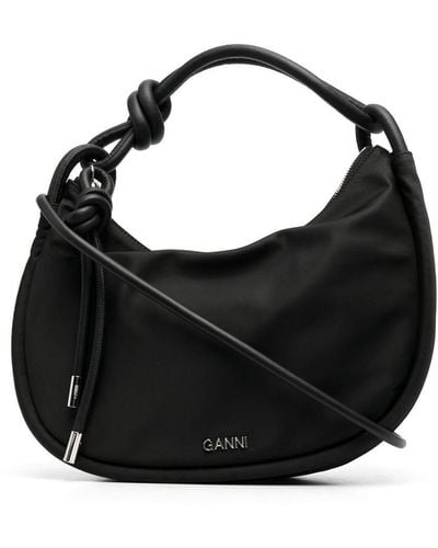 Ganni Knot Baguette Nylon Handbag - Black