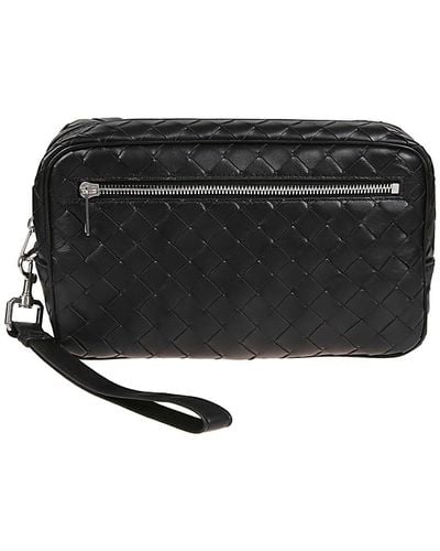 Bottega Veneta Clutch Bag With Logo - Black