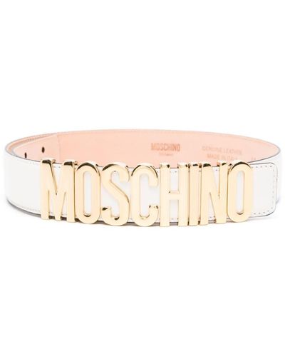 Moschino Logo-buckle Leather Belt - Pink