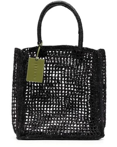 Manebí Net Raffia Handbag - Black