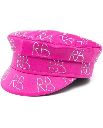 Ruslan Baginskiy Baker Boy Logo Strass Hat - Pink