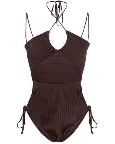 ANDREADAMO Cut-Out Knitted Bodysuit - Brown