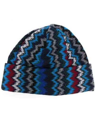 Missoni Zigzag-weave Wool Beanie - Blue