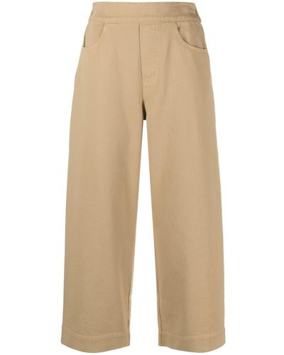 Semicouture Cropped Wide-leg Trousers - Natural