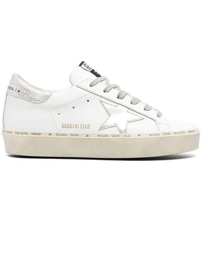 Golden Goose Hi Star Logo-embroidered Leather Low-top Sneakers - White