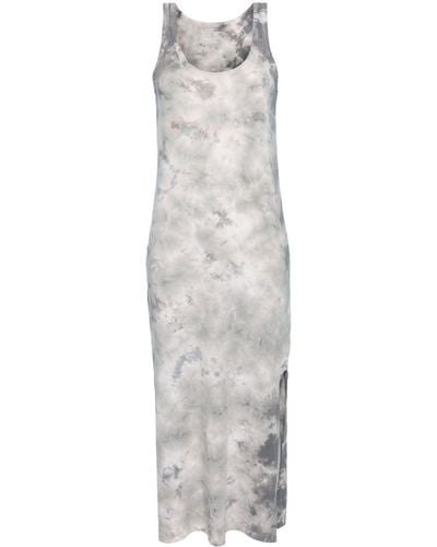 Majestic Tie-dye Print Organic Cotton Long Dress - White