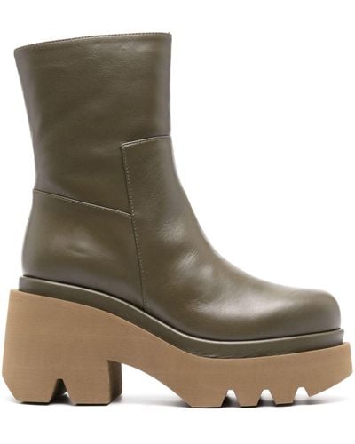 Paloma Barceló Leather Heel Ankle Boots - Green