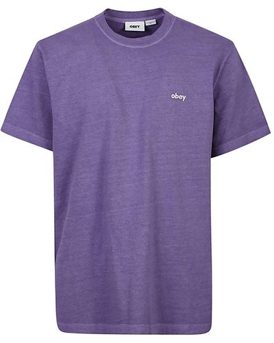 Obey Logo Cotton T-shirt - Purple