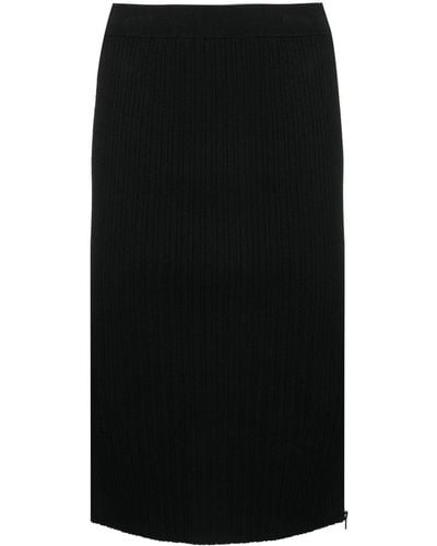 Tom Ford Zipped Ribbed Silk Skirt - Black