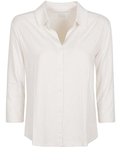 Majestic 3/4 Sleeve Viscose Shirt - White