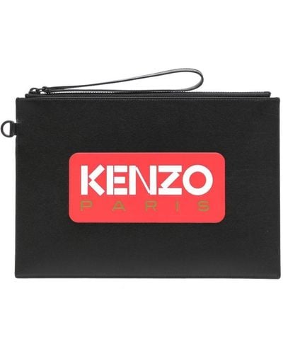 KENZO Logo Leather Pouch - Red
