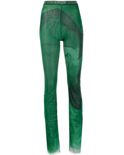 OTTOLINGER Printed High Waist Trousers - Green