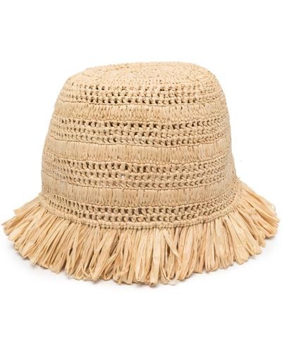 Loewe-Paulas Ibiza Logo Crochet Bucket Hat - Natural