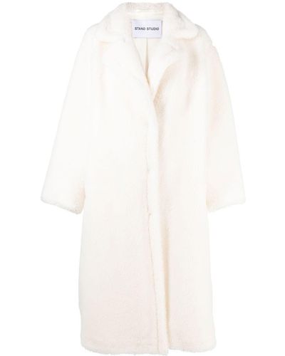 STAND Maria Faux Fur Teddy Coat - White