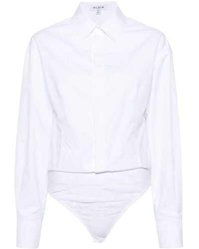 Alaïa Cotton Shirt Bodysuit - White