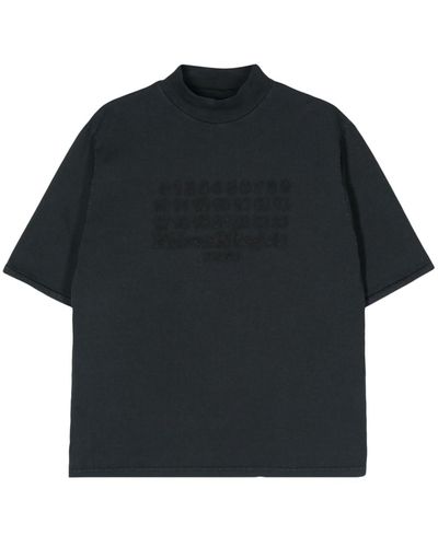 Maison Margiela Cotton T-Shirt With Numbers Embroidery - Black