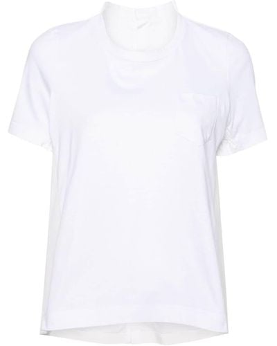 Sacai Contrasting-panels Jersey T-shirt - White