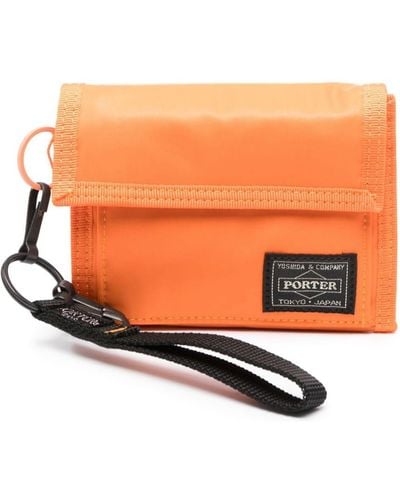 Porter-Yoshida and Co Logo-appliqué Tri-fold Wallet - Orange