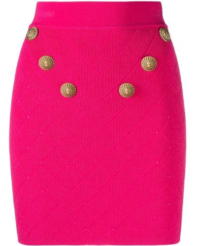 Balmain Ribbed Mini Skirt - Pink