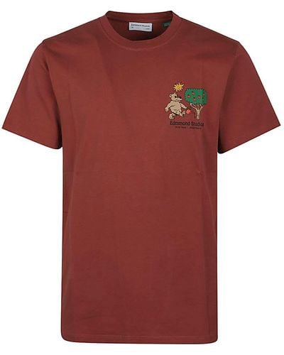 Edmmond Studios Printed Organic Cotton T-Shirt - Red