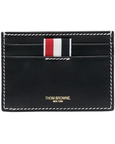 Thom Browne Leather Single Credit Card Case - Black
